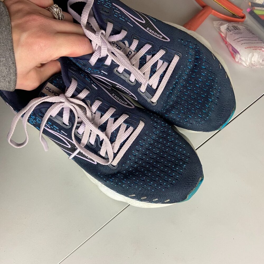 Brooks Women's Size 8 Glycerin GTS 20 Running Shoes Navy Blue Lilac Gym Active - Picture 4 of 6